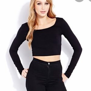 Long Sleeve Black Crop Top